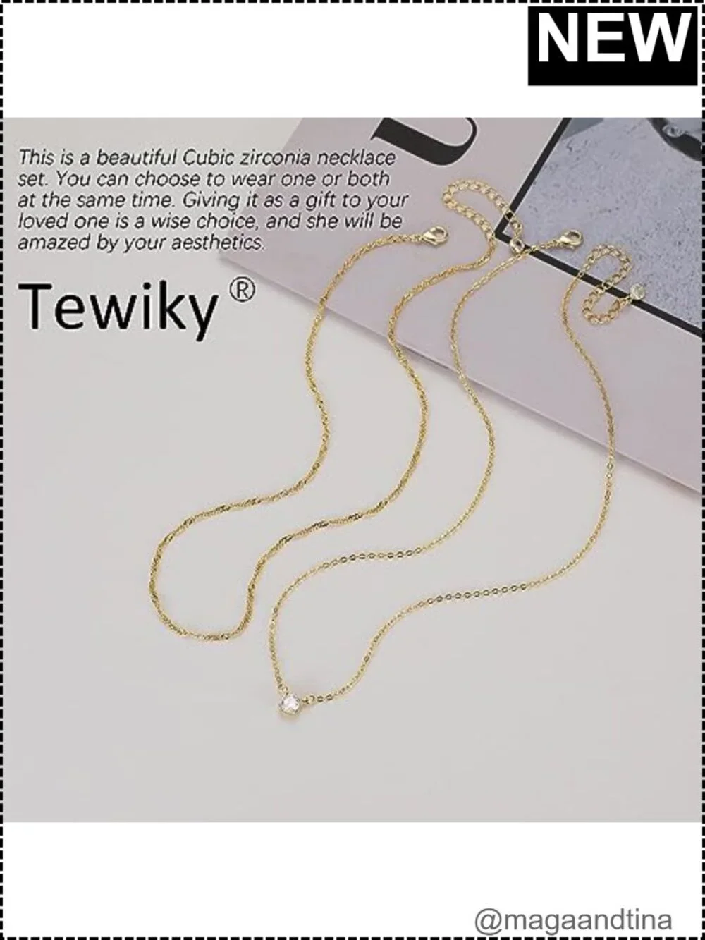 Dainty Cubic Zirconia Pendant Necklace, 14k Gold Plated, Hypoallergenic CZ